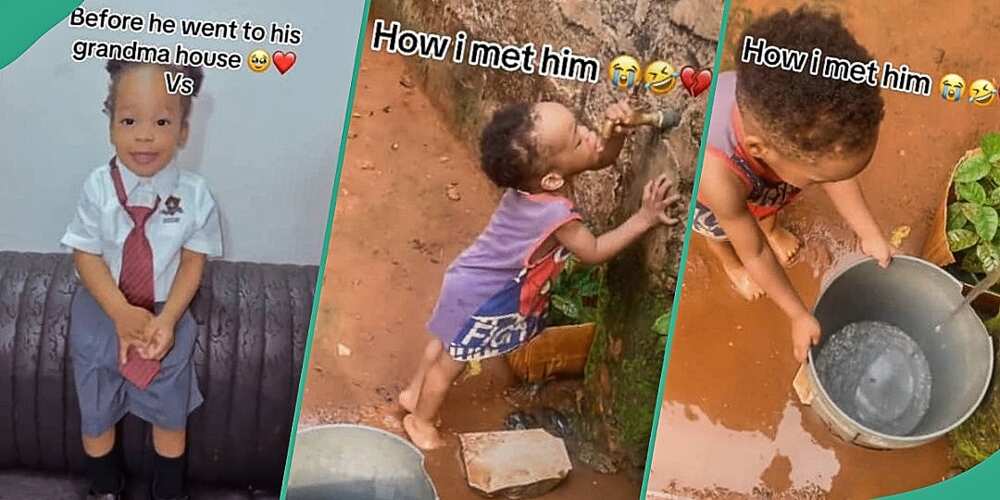 Mum shares little son's transformation at grandma's place