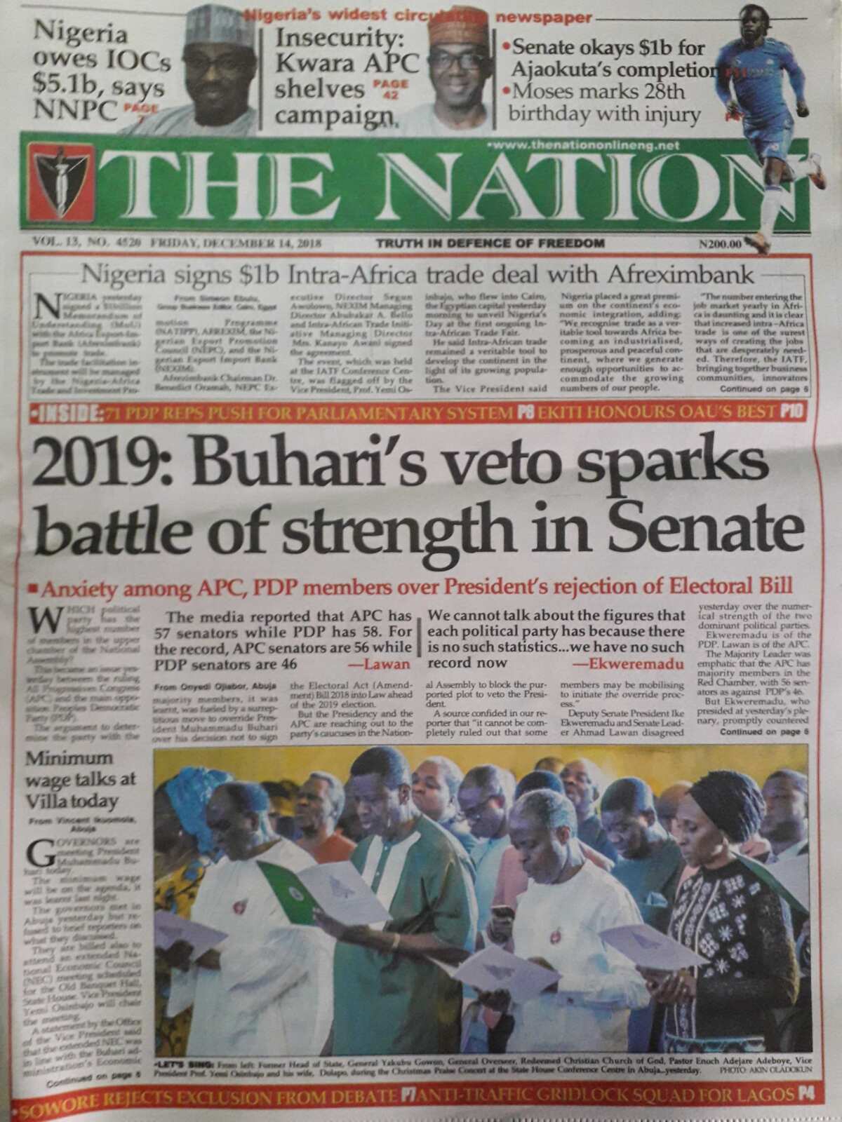 Electoral Bill: APC, PDP senators argue over numerical strength (Newspaper Review)