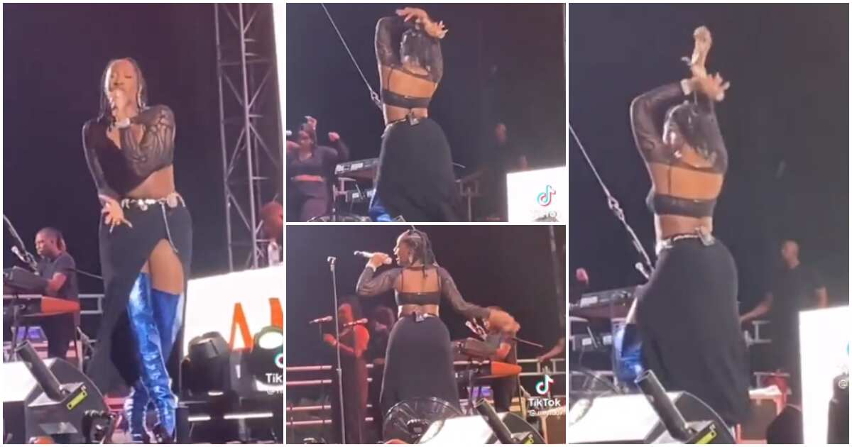 See new video of Tems rolling her big backside on stage that got people talking, fans drool hard