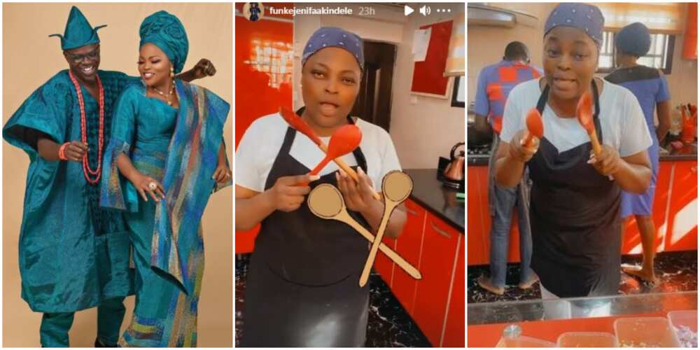 Funke Akindele Shows off Cooking Skills, Husband JJC Skillz Confirms She Won His Heart with Her Food