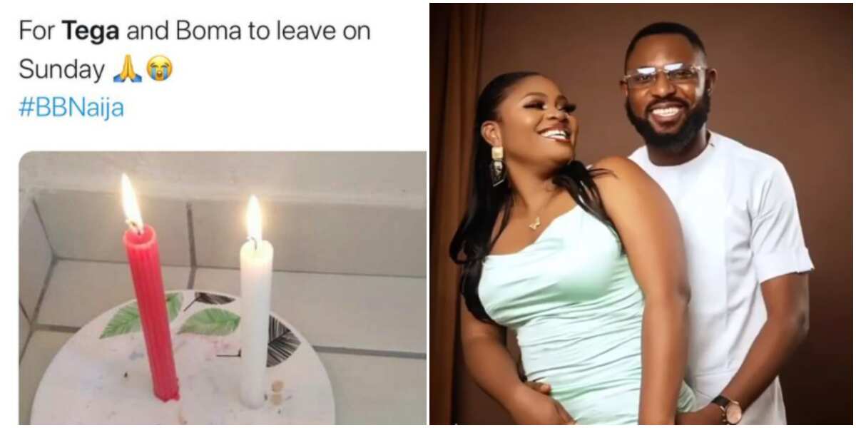 BBNaija star Tega's husband reacts after troll lights red candle for her to get evicted from the show