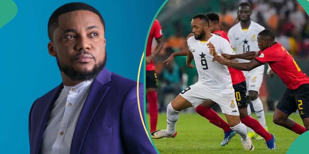 Tim Godfrey reacts to Ghana's draw vs Mozambique.