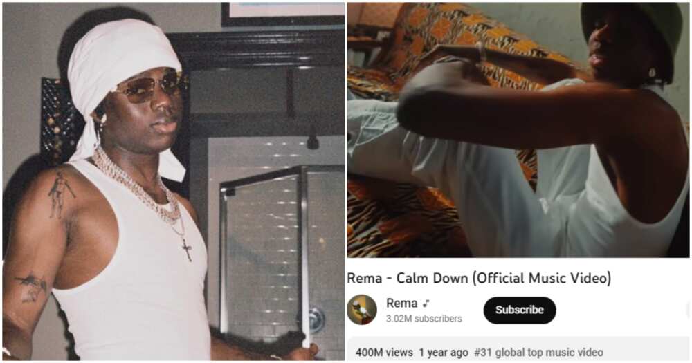 Rema's Calm Down, highest viewed Afrobeat song on YouTube.