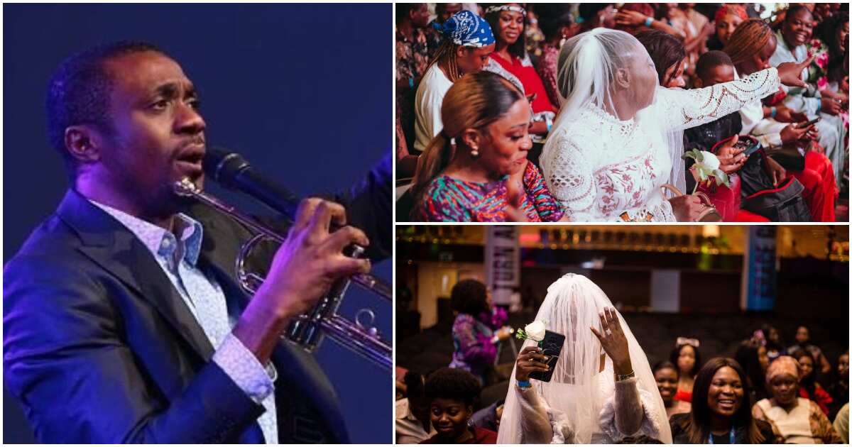 Video and pictures: See how single ladies storm Nathaniel Bassey's Hallelujah Challenge in wedding gowns