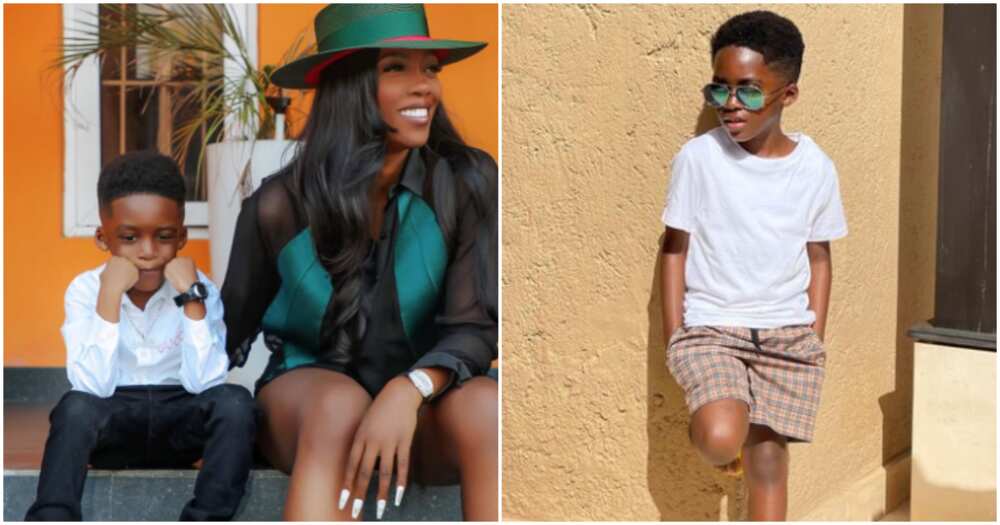 Nigerian singer Tiwa Savage and her son Jamil