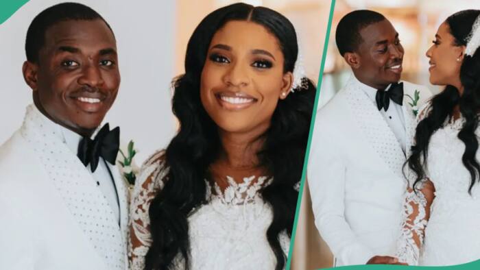 "Beautiful couple, God bless your union": Wedding pics of Theophilus Sunday & Jamaican wife trends