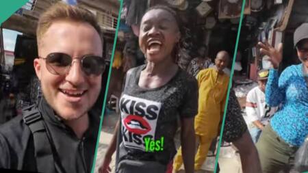 "Lagos is not for the weak": Market women rush oyinbo man who arrived to buy items, video trends