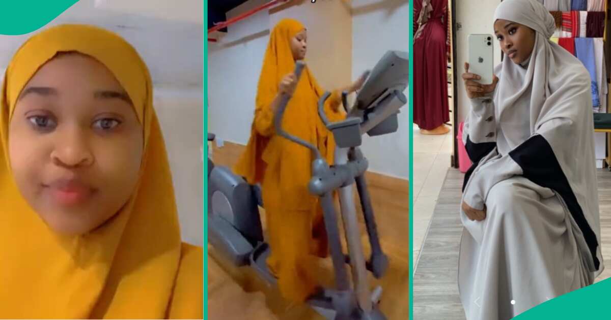 OMG! Young lady funnily hits the gym rocking her full hijab, effortless works out