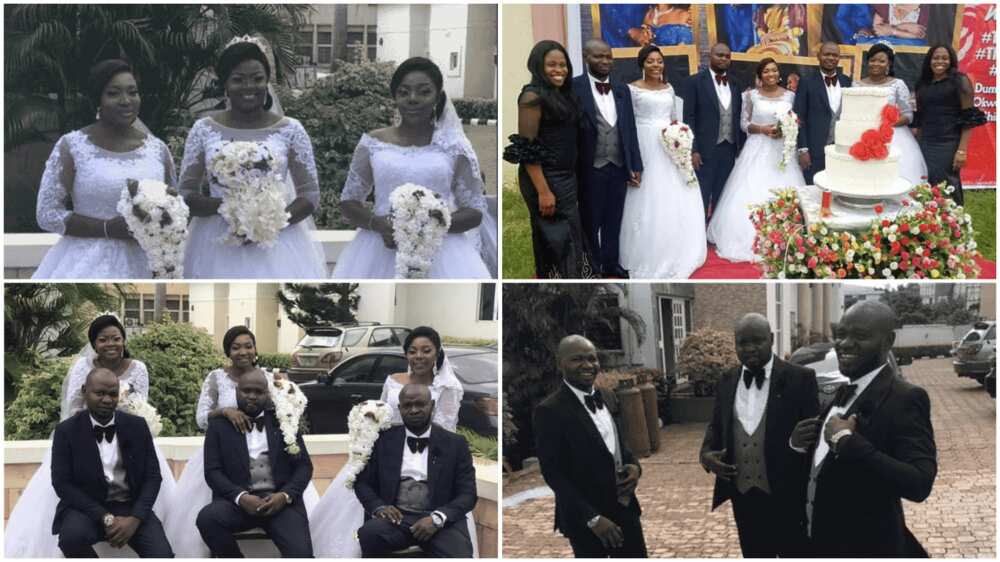 A collage of the triplets brothers and sisters on their wedding day. Photos source: Gistreel