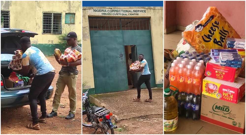 Photos of a man visiting prisoners.