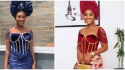 Internet users applaud lady's asoebi dress recreation: "When you order style for body"