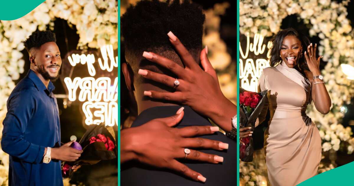 See how gospel singer Okopi Peterson proposed to partner with 2 rings (photos, video)