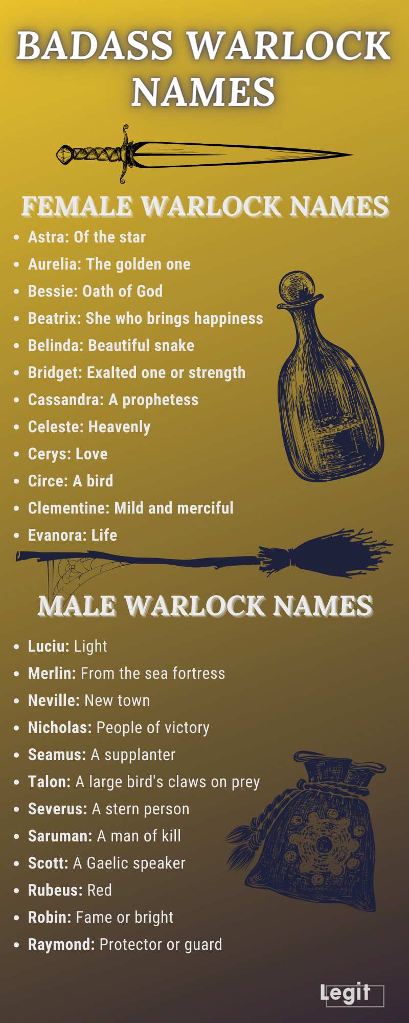 Badass male and female warlock names