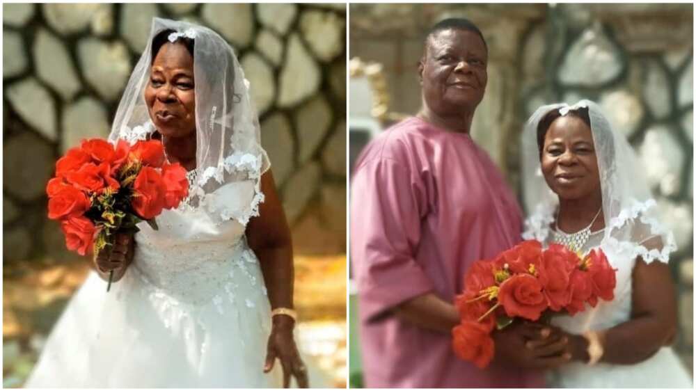 Nigerian woman in her sixties marries for the first time (photos)