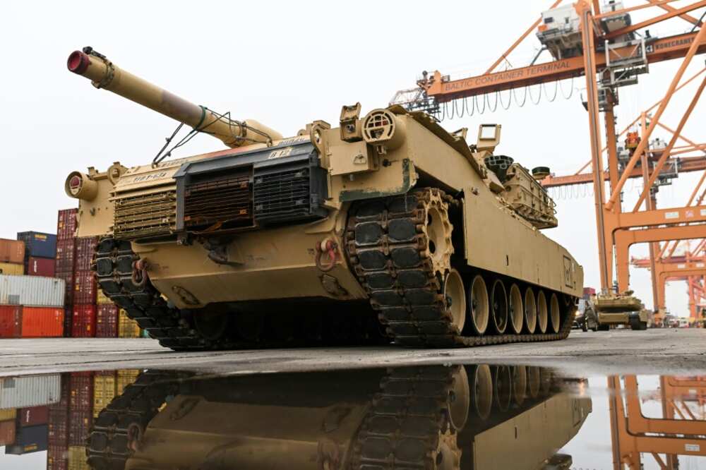 A US Abrams tank is pictured in Poland on December 3, 2022