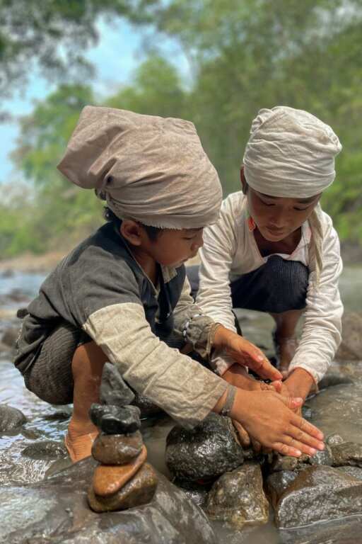 Indigenous Baduy children playing in the village of Kanekes