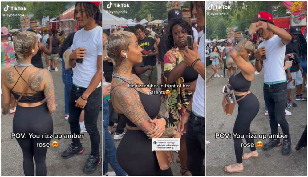 Man talked to lady/lady's mother frowned. Man talked to lady/lady's mother frowned.