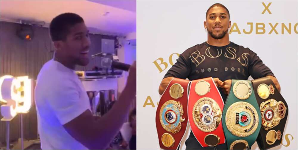 Anthony Joshua shows his remarkable singing talent as he sings for ladies  on Valentine's Day 