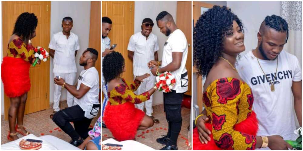 Nigerian lady kneels to accept boyfriend's proposal, explains why