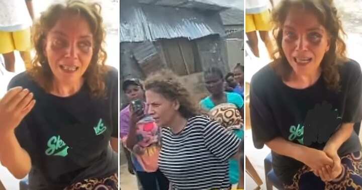 Oyinbo woman regains consciousness, Nigeria, Badagry