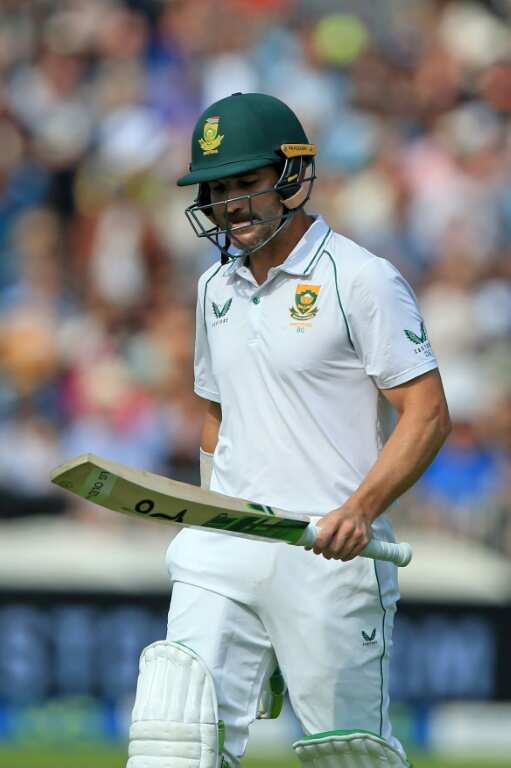 South Africa captain Dean Elgar was out for just 11 in the second innings of the second Test against England at Old Trafford