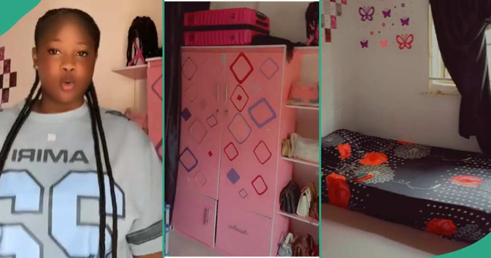 Lady shows off her room online.