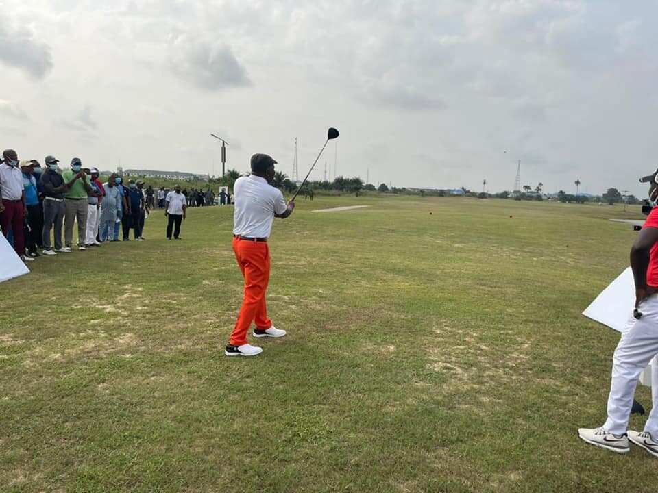 Just in: Ex-President Goodluck Jonathan spotted playing golf in home state Bayelsa