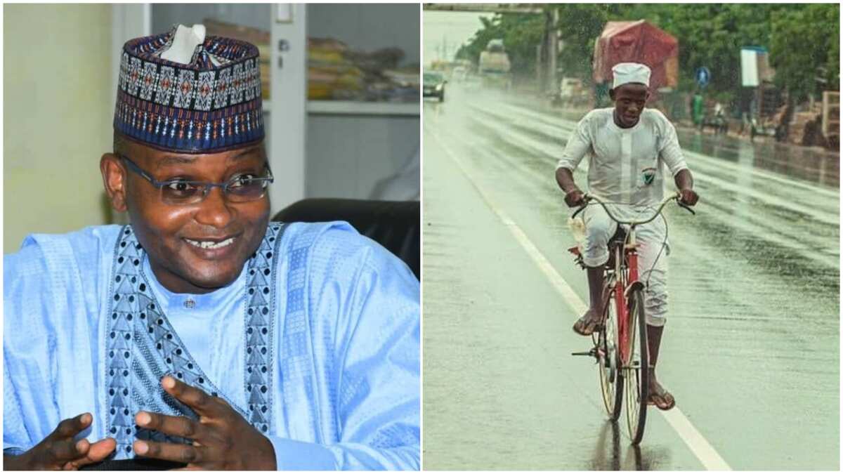 Nigerian student who rode bicycle to school under rain attracts helpers, man wants to donate to him