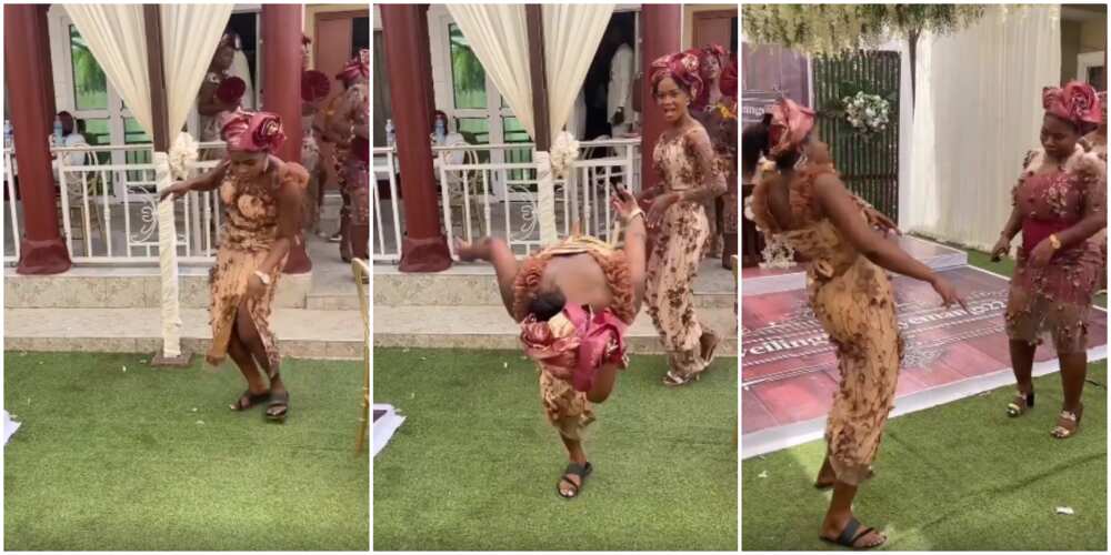 Is she well at all? Lady scatters event with weird dance moves, she almost falls in the viral video