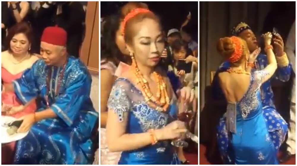 Inter-racial marriage: Nigerian man and Chinese girlfriend hold Igbo traditional wedding ceremony (video)