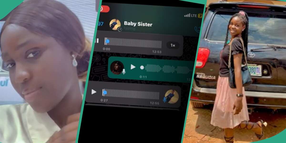 WATCH: Video of young lady who leaked funny WhatsApp voice note she got from her younger sister goes viral