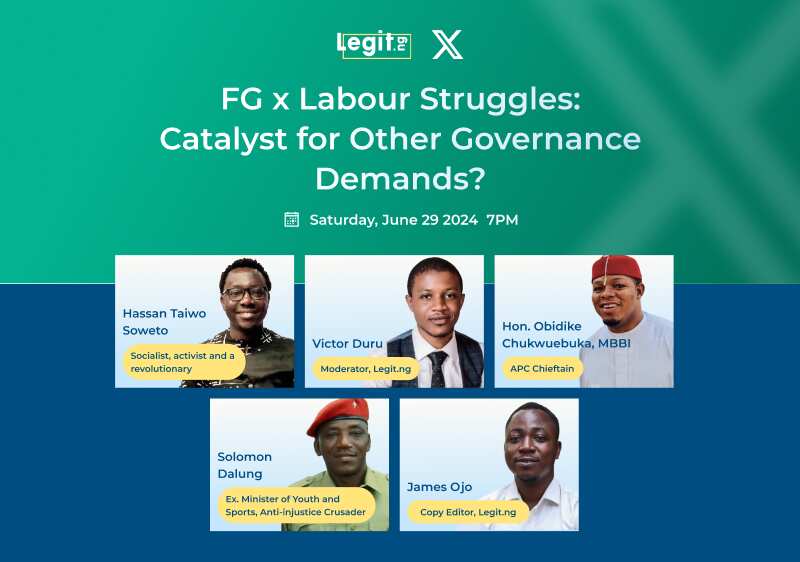 Solomon Dalung, Hon Obidike Chukwuebuka, James Ojo, Victor Duru, Legit.ng X Spcae, FG and Labor Congress
