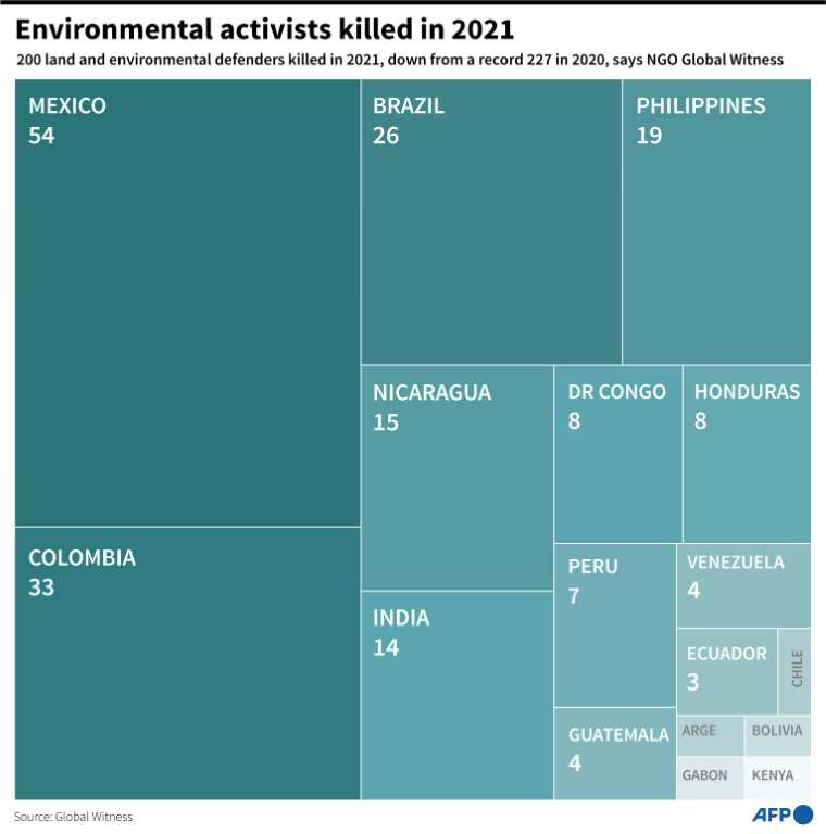 Environmental activists killed in 2021