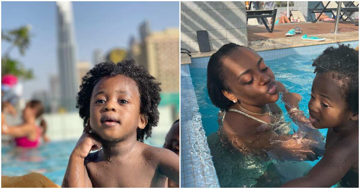 Davido's Chioma melts hearts with some mother and son moments with Ifeanyi as they get playful in the pool