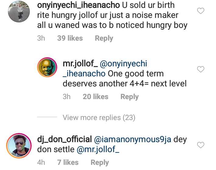 Comedian Mr Jollof display 4+4 sign, fans blast him