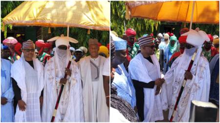 Photos, detail emerge as Peter Obi, running mate visit Emir of Kano