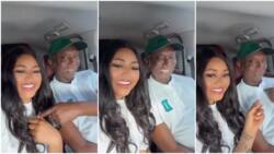Regina Daniels, Ned Nwoko join couple TikTok challenge, reveal who said 'I love you' first, cute video trends