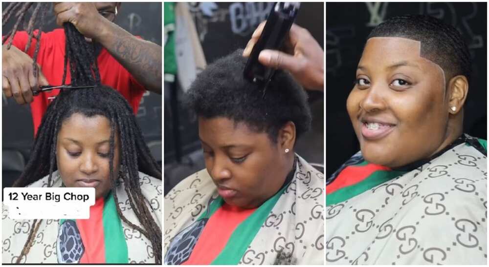 Sly Huncho, a saloonist cutting a lady's dreadlocks and giving her a pretty new look.