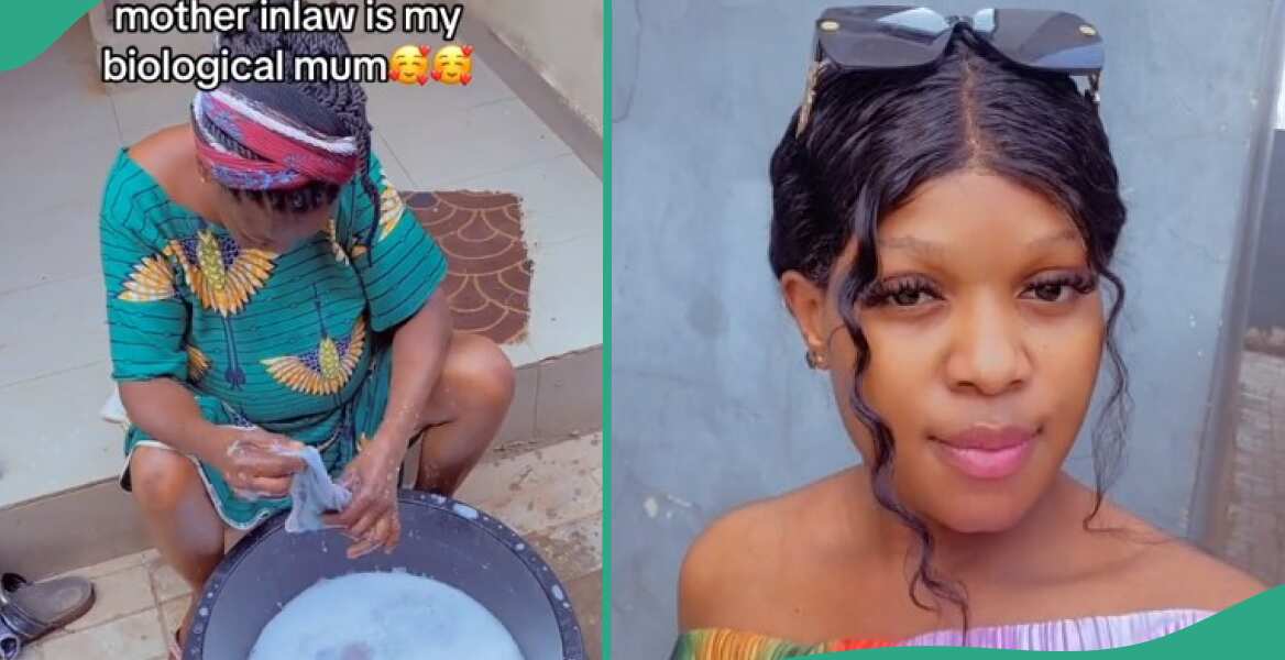 “That’s too much”: Reactions as lady proudly shares video of her mother-in-law washing her underwears
