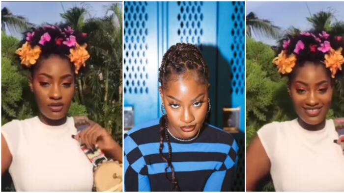 “Wetin she dey drum?” Throwback video of singer Tems beating talking drum stirs funny reactions from fans