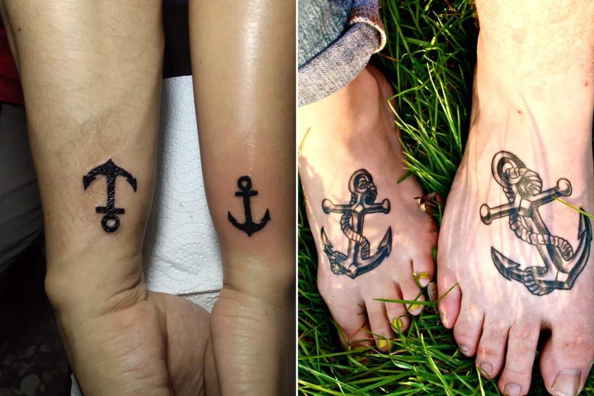 Anchor and wheel - couple tattoo | Couples tattoo designs, Matching love  tattoos, Tattoos for daughters