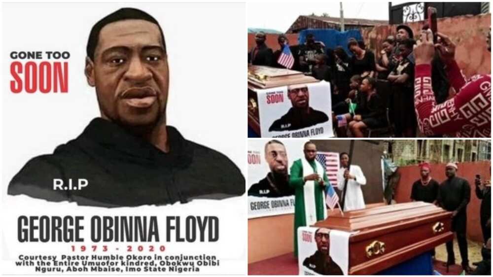 A collage of the new burial poster and the ceremony in Imo state. Photo source: Twitter/Africa Facts Zone