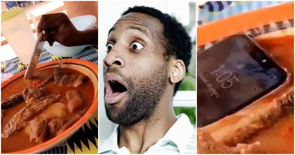 Man soaks iPhone in fufu and soup