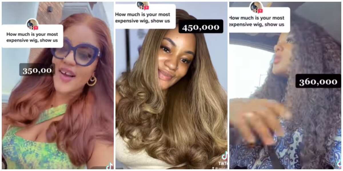 Mixed Reactions as Lady Shows Off Collection of 6 Wigs Worth Over