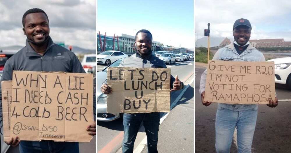 Funny placards inspire Good Samaritan to buy a house for jobless dad Funny placards inspire Good Samaritan to buy a house for jobless dad