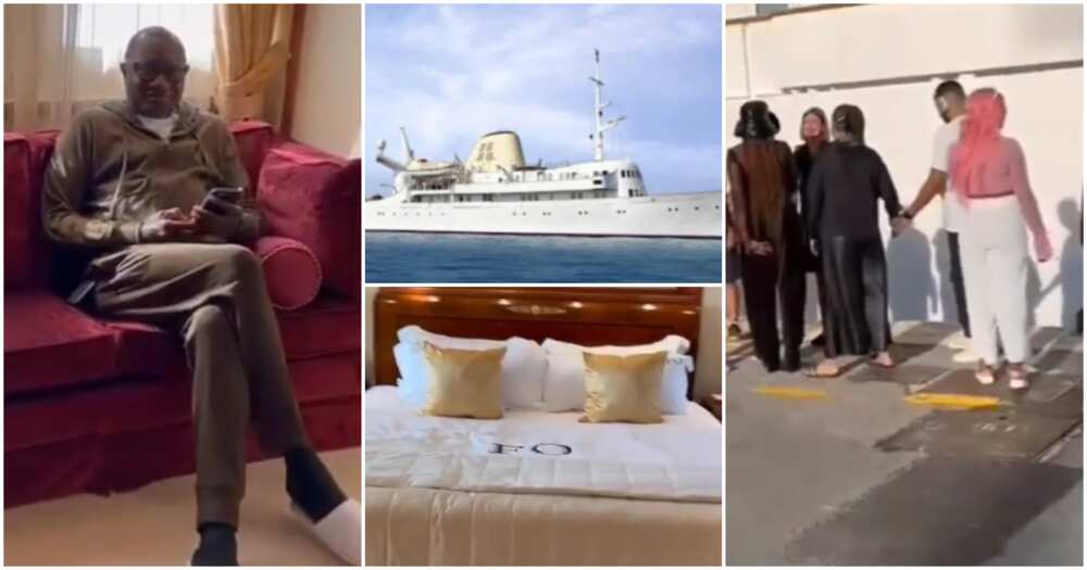 Nigerian billionaire Femi Otedola and his birthday yacht with family