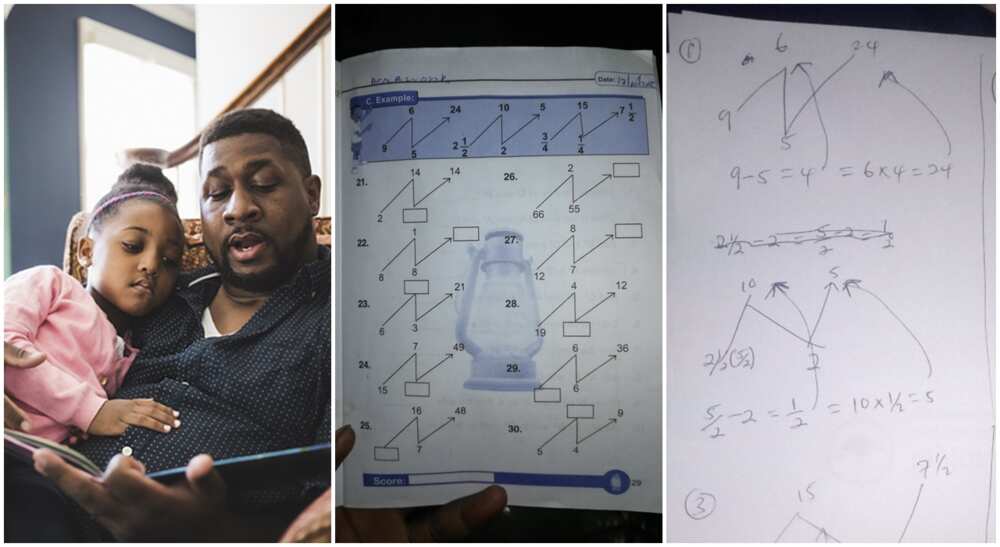 A Nigerian man shares photos of quantitative reasoning homework given to a child as he seeks help to resolve the questions. A Nigerian man shares photos of quantitative reasoning homework given to a child as he seeks help to resolve the questions.