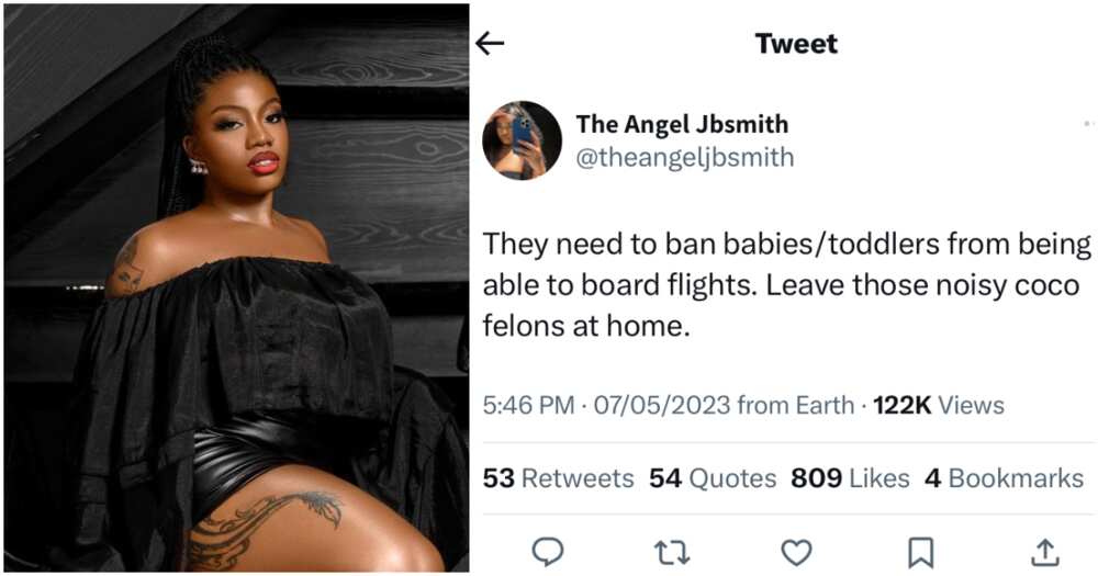 BBNaija's Angel says babies should be banned from taking flights.