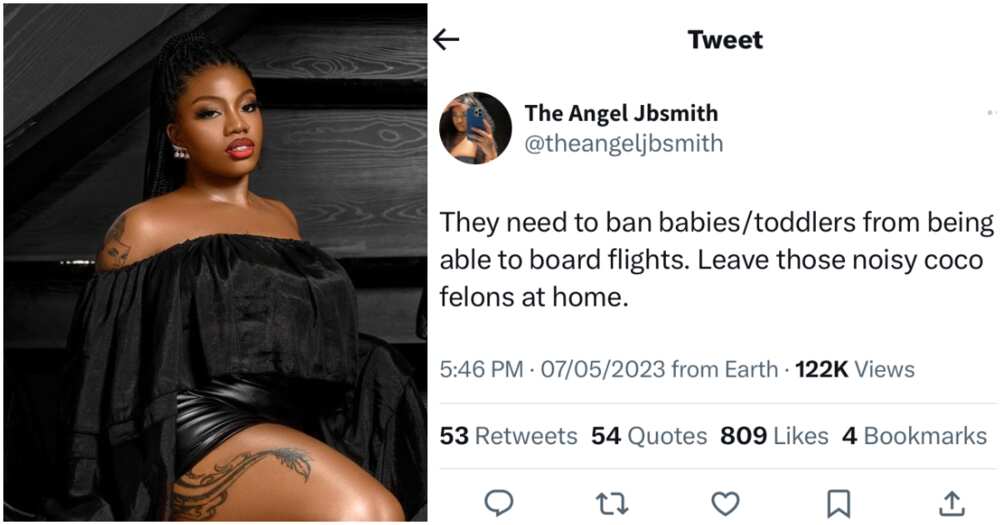BBNaija's Angel says babies should be banned from taking flights. BBNaija's Angel says babies should be banned from taking flights.