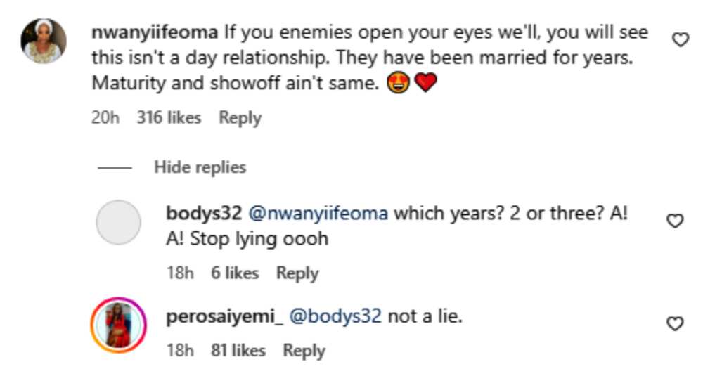 Pero Adeniyi admits she has been married for years.